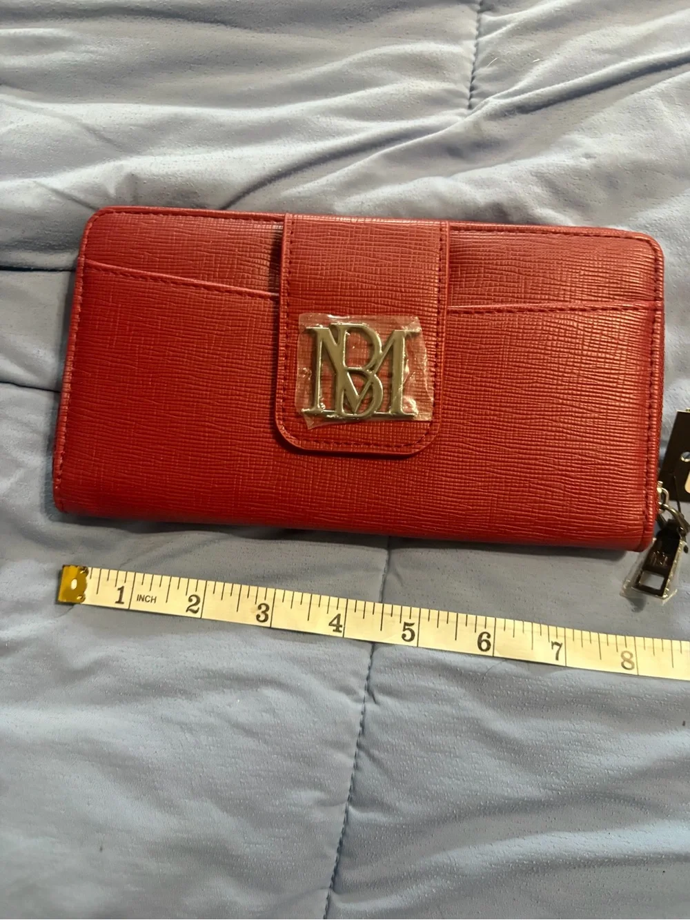 Badgley Mischka Red Textured Leather Wallet Clutch